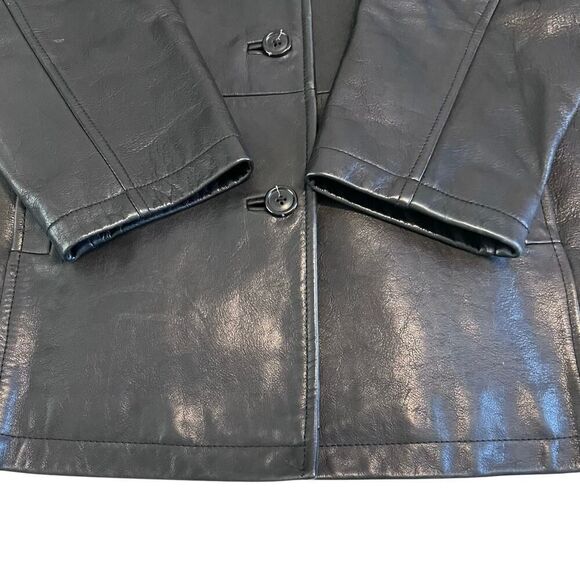 The Territory Ahead Women’s Button Front Black Leather Jacket Size L - Picture 8 of 13